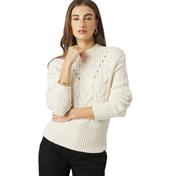 NWT White House Black Market Cabled Mock Neck Pullover Sweater- XS - Picture 1 of 5